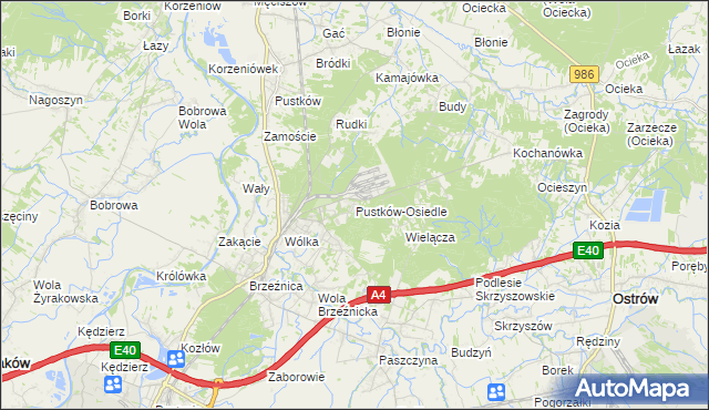 mapa Pustków-Osiedle, Pustków-Osiedle na mapie Targeo