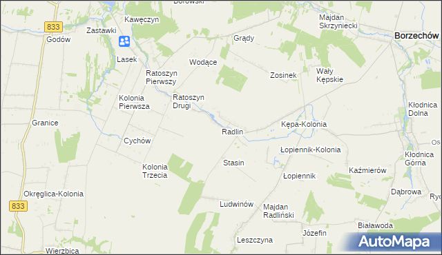 mapa Radlin gmina Chodel, Radlin gmina Chodel na mapie Targeo