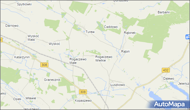 mapa Rogaczewo Wielkie, Rogaczewo Wielkie na mapie Targeo
