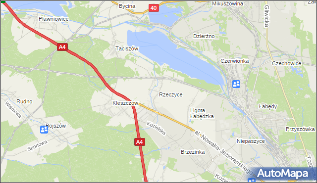 mapa Rzeczyce gmina Rudziniec, Rzeczyce gmina Rudziniec na mapie Targeo