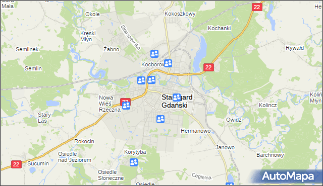 mapa Starogard Gdański, Starogard Gdański na mapie Targeo