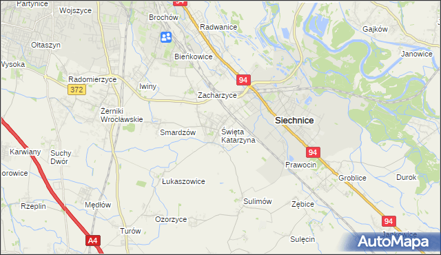 mapa Święta Katarzyna gmina Siechnice, Święta Katarzyna gmina Siechnice na mapie Targeo