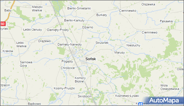 mapa Szwejki gmina Sońsk, Szwejki gmina Sońsk na mapie Targeo