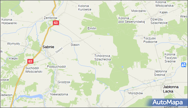 mapa Tchórznica Szlachecka, Tchórznica Szlachecka na mapie Targeo