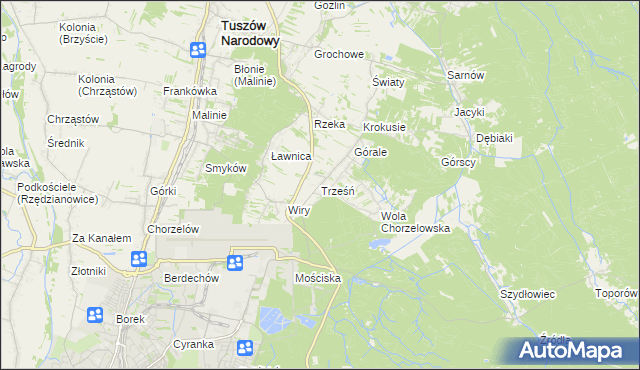 mapa Trześń gmina Mielec, Trześń gmina Mielec na mapie Targeo