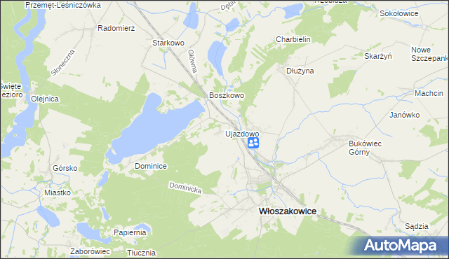 mapa Ujazdowo gmina Włoszakowice, Ujazdowo gmina Włoszakowice na mapie Targeo