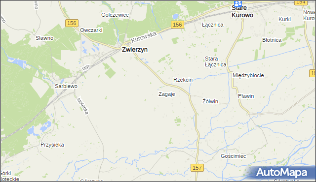 mapa Zagaje gmina Zwierzyn, Zagaje gmina Zwierzyn na mapie Targeo