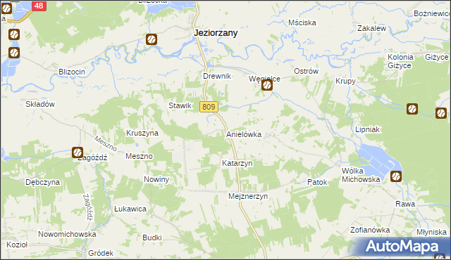 mapa Anielówka gmina Michów, Anielówka gmina Michów na mapie Targeo