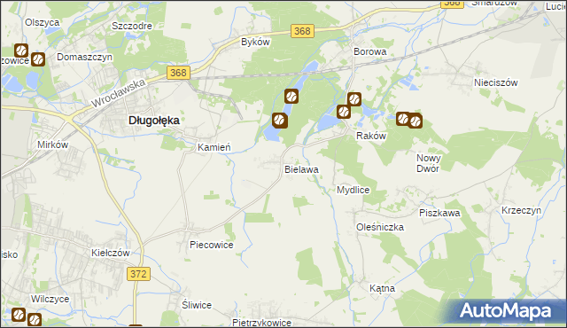 mapa Bielawa gmina Długołęka, Bielawa gmina Długołęka na mapie Targeo