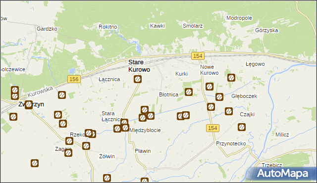 mapa Błotnica gmina Stare Kurowo, Błotnica gmina Stare Kurowo na mapie Targeo