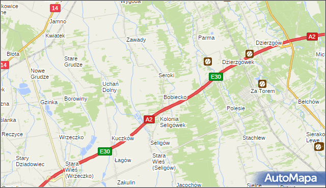 mapa Bobiecko, Bobiecko na mapie Targeo