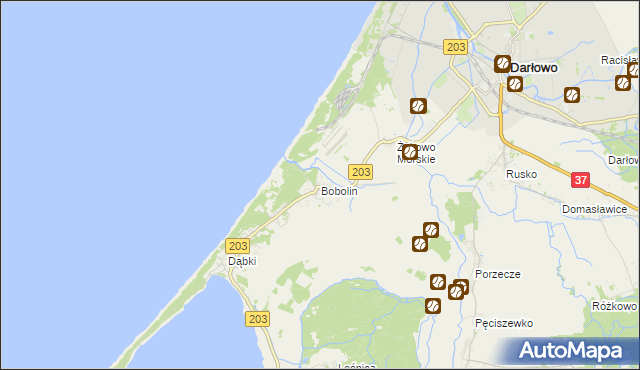 mapa Bobolin gmina Darłowo, Bobolin gmina Darłowo na mapie Targeo