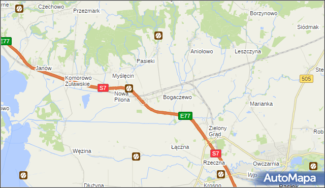 mapa Bogaczewo gmina Elbląg, Bogaczewo gmina Elbląg na mapie Targeo