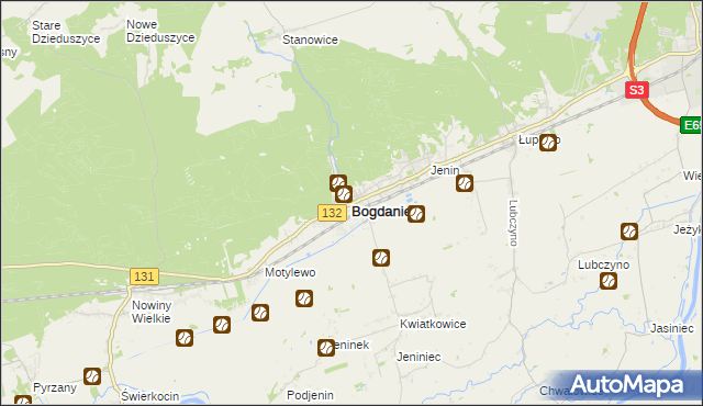mapa Bogdaniec powiat gorzowski, Bogdaniec powiat gorzowski na mapie Targeo