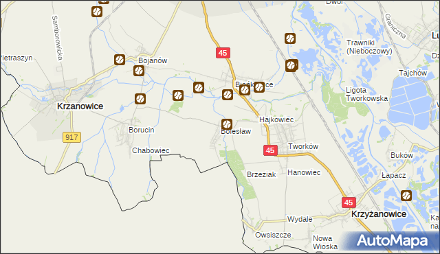 mapa Bolesław gmina Krzyżanowice, Bolesław gmina Krzyżanowice na mapie Targeo