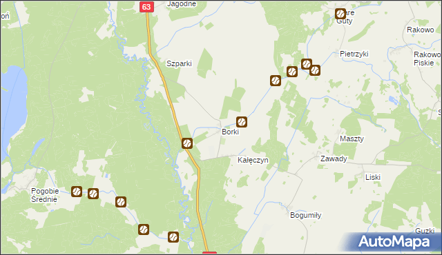 mapa Borki gmina Pisz, Borki gmina Pisz na mapie Targeo