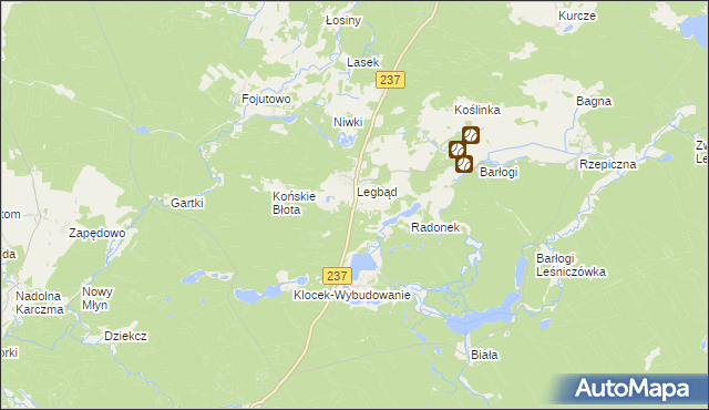 mapa Brody gmina Tuchola, Brody gmina Tuchola na mapie Targeo