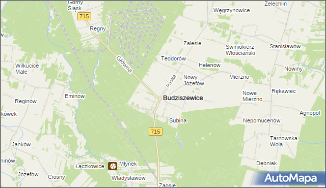 mapa Budziszewice powiat tomaszowski, Budziszewice powiat tomaszowski na mapie Targeo