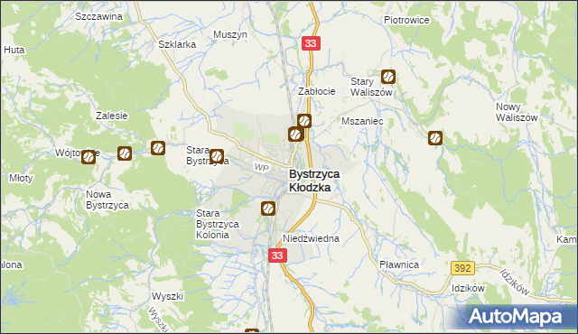 mapa Bystrzyca Kłodzka, Bystrzyca Kłodzka na mapie Targeo