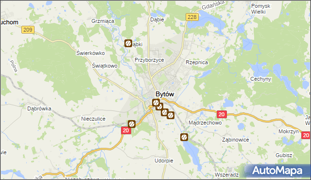 mapa Bytów, Bytów na mapie Targeo