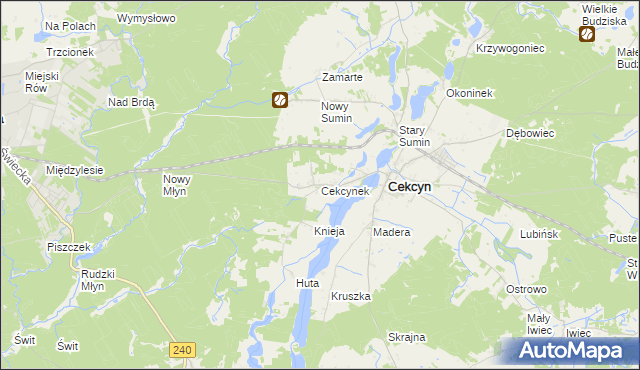 mapa Cekcynek, Cekcynek na mapie Targeo