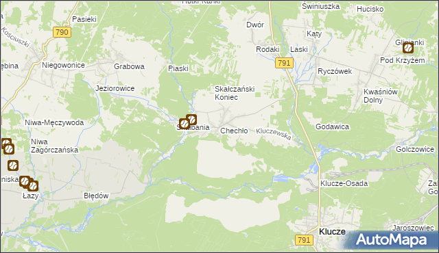 mapa Chechło gmina Klucze, Chechło gmina Klucze na mapie Targeo