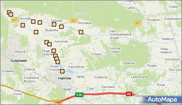 mapa Chobot gmina Halinów, Chobot gmina Halinów na mapie Targeo