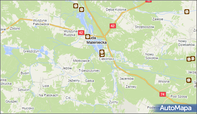 mapa Cieklińsko, Cieklińsko na mapie Targeo