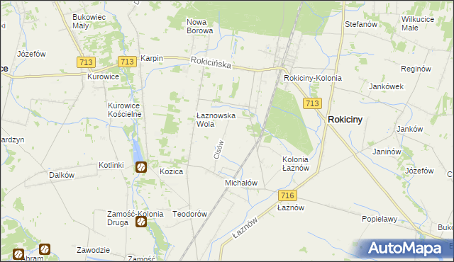 mapa Cisów gmina Rokiciny, Cisów gmina Rokiciny na mapie Targeo
