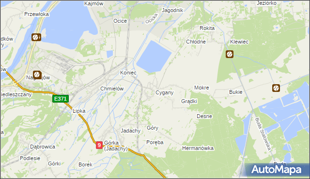 mapa Cygany gmina Nowa Dęba, Cygany gmina Nowa Dęba na mapie Targeo