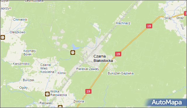 mapa Czarna Białostocka, Czarna Białostocka na mapie Targeo