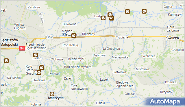 mapa Dąbrowa gmina Świlcza, Dąbrowa gmina Świlcza na mapie Targeo