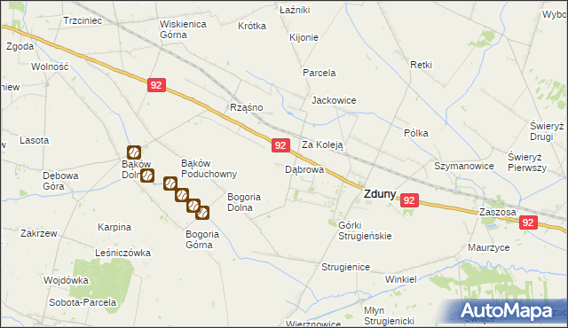 mapa Dąbrowa gmina Zduny, Dąbrowa gmina Zduny na mapie Targeo