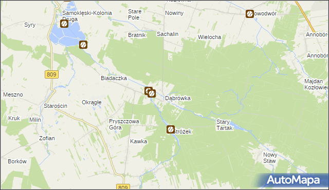 mapa Dąbrówka gmina Kamionka, Dąbrówka gmina Kamionka na mapie Targeo