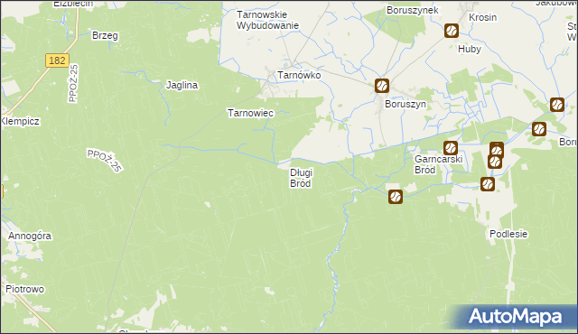mapa Długi Bród gmina Połajewo, Długi Bród gmina Połajewo na mapie Targeo