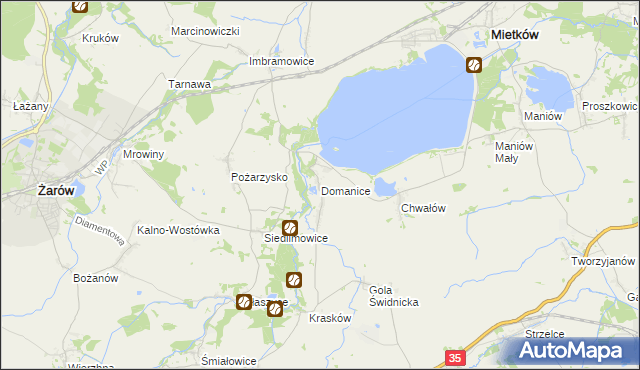 mapa Domanice gmina Mietków, Domanice gmina Mietków na mapie Targeo