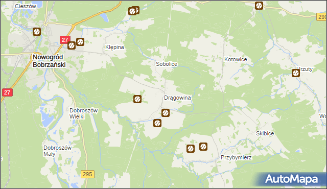 mapa Drągowina, Drągowina na mapie Targeo