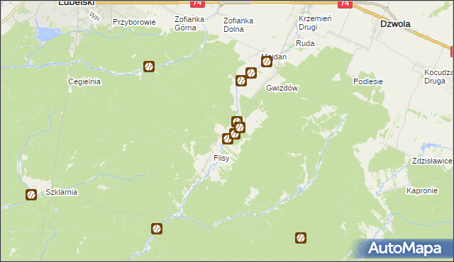 mapa Flisy Leśniczówka, Flisy Leśniczówka na mapie Targeo