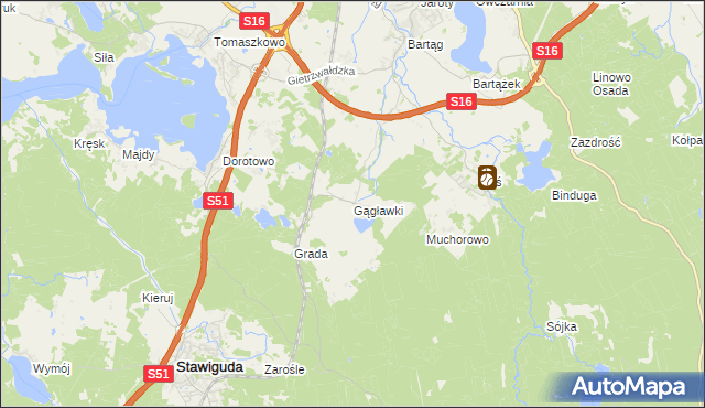 mapa Gągławki, Gągławki na mapie Targeo