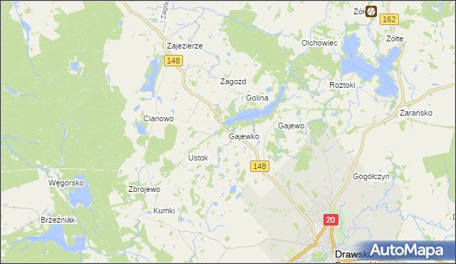 mapa Gajewko, Gajewko na mapie Targeo