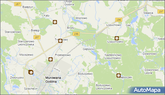 mapa Głębocko gmina Murowana Goślina, Głębocko gmina Murowana Goślina na mapie Targeo