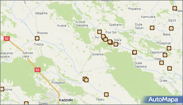 mapa Golanka gmina Kadzidło, Golanka gmina Kadzidło na mapie Targeo