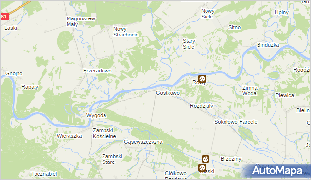 mapa Gostkowo gmina Obryte, Gostkowo gmina Obryte na mapie Targeo