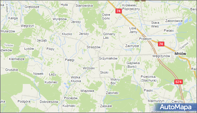 mapa Grzymałków, Grzymałków na mapie Targeo