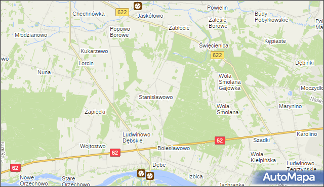 mapa Guty gmina Serock, Guty gmina Serock na mapie Targeo