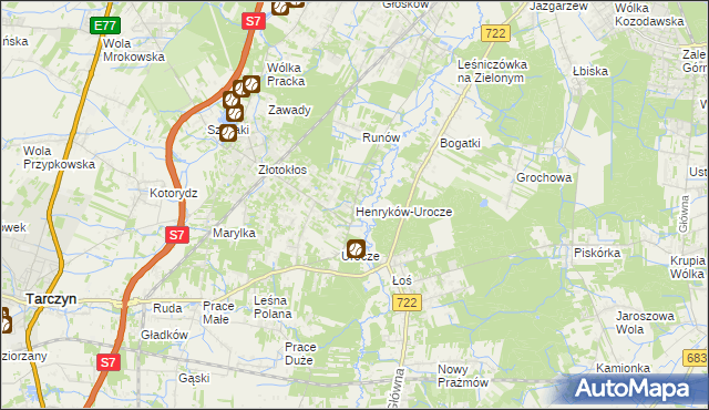mapa Henryków-Urocze, Henryków-Urocze na mapie Targeo