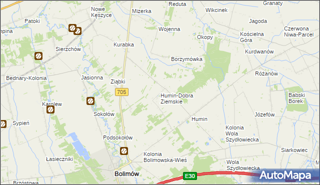mapa Humin-Dobra Ziemskie, Humin-Dobra Ziemskie na mapie Targeo