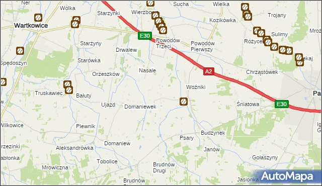 mapa Idzikowice gmina Dalików, Idzikowice gmina Dalików na mapie Targeo