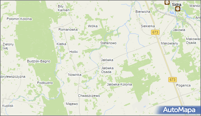 mapa Jałówka gmina Sidra, Jałówka gmina Sidra na mapie Targeo