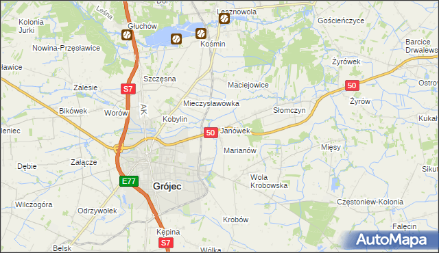 mapa Janówek gmina Grójec, Janówek gmina Grójec na mapie Targeo